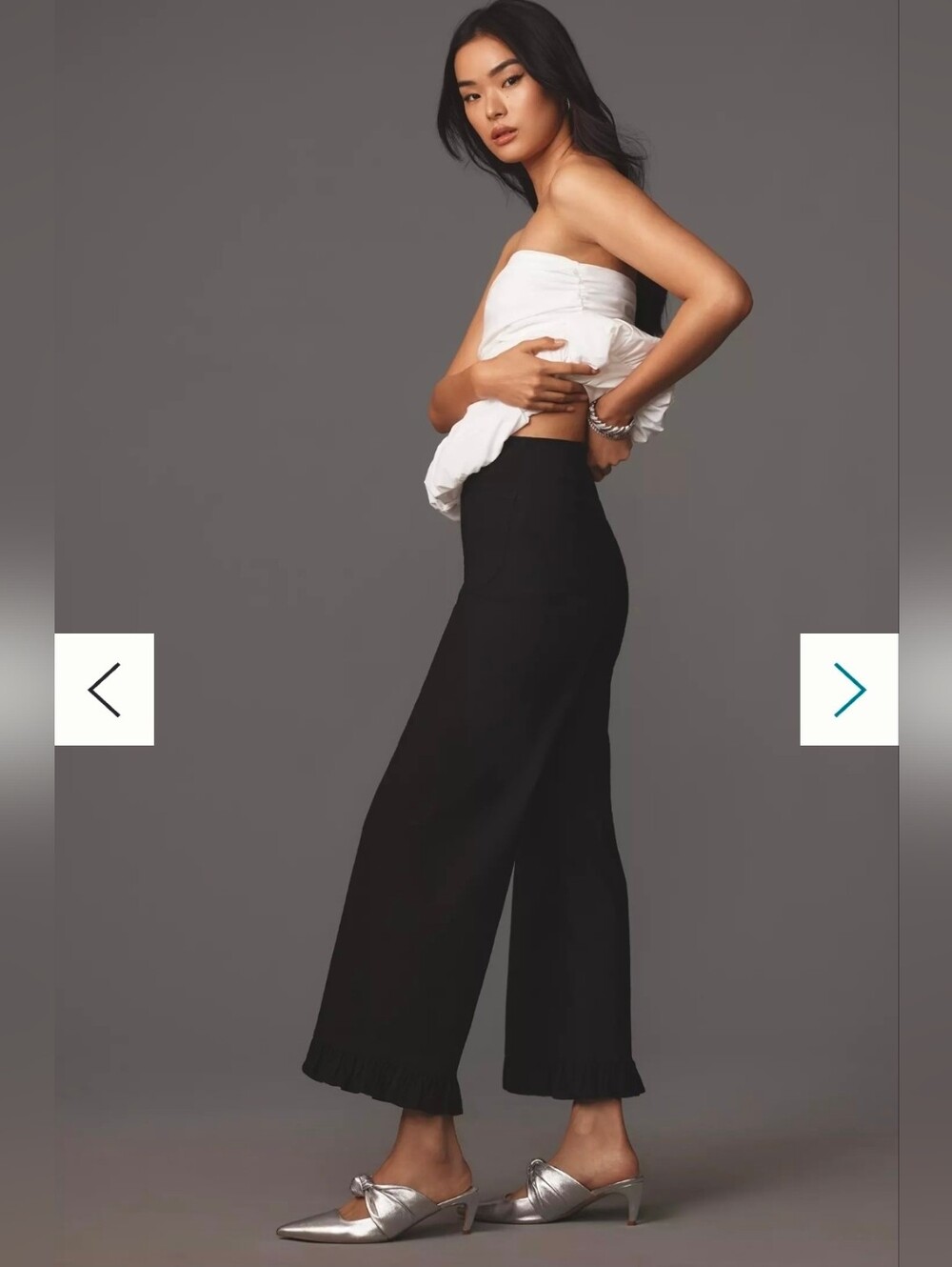 NEW!!! Maeve Colette Ruffle-Hem High-Rise Wide-Leg Pants in Magic Fabric,NWT - Picture 3 of 5